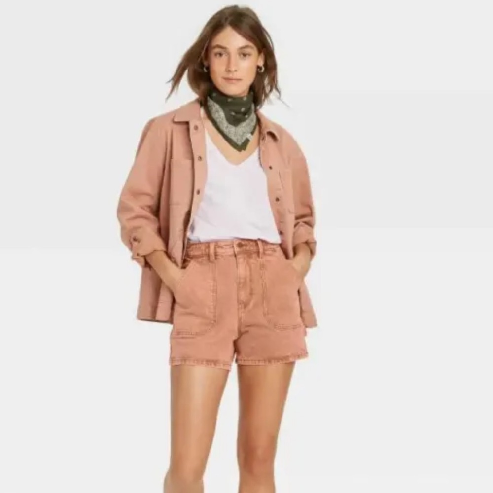Universal Thread Highest Rise Midi Carpenter Shorts in Rust  Size 2